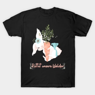 Hase Möhre Wald Retten Prinzessin Blumen Süß T-Shirt